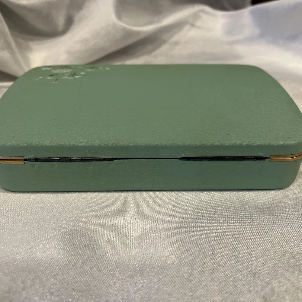 Farrington Vintage Clamshell Jewelry Case 60s Travel USA Classic Green 6.5